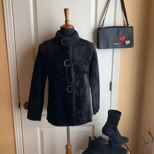 Picadilly NWT embellished closure faux fur jacket